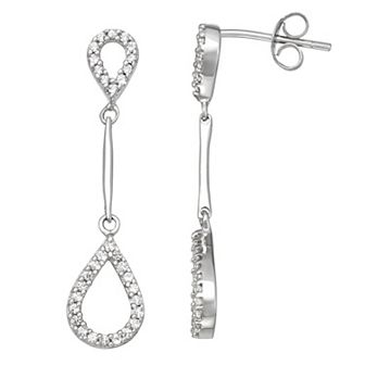 HDI 10k White Gold 1/3 Carat T.W. Diamond Dangling Teardrop Earrings