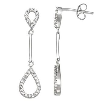 HDI 10k White Gold 1/3 Carat T.W. Diamond Dangling Teardrop Earrings