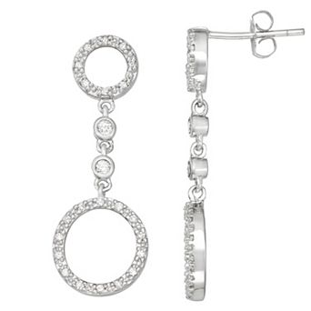 HDI 10k White Gold 1/4 Carat T.W. Diamond Circle Drop Earrings