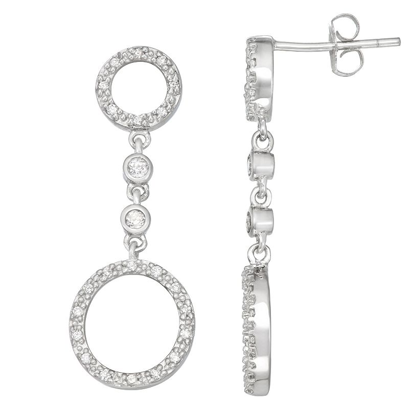 10k White Gold 1/4 Carat T.W. Diamond Circle Drop Earrings, Womens