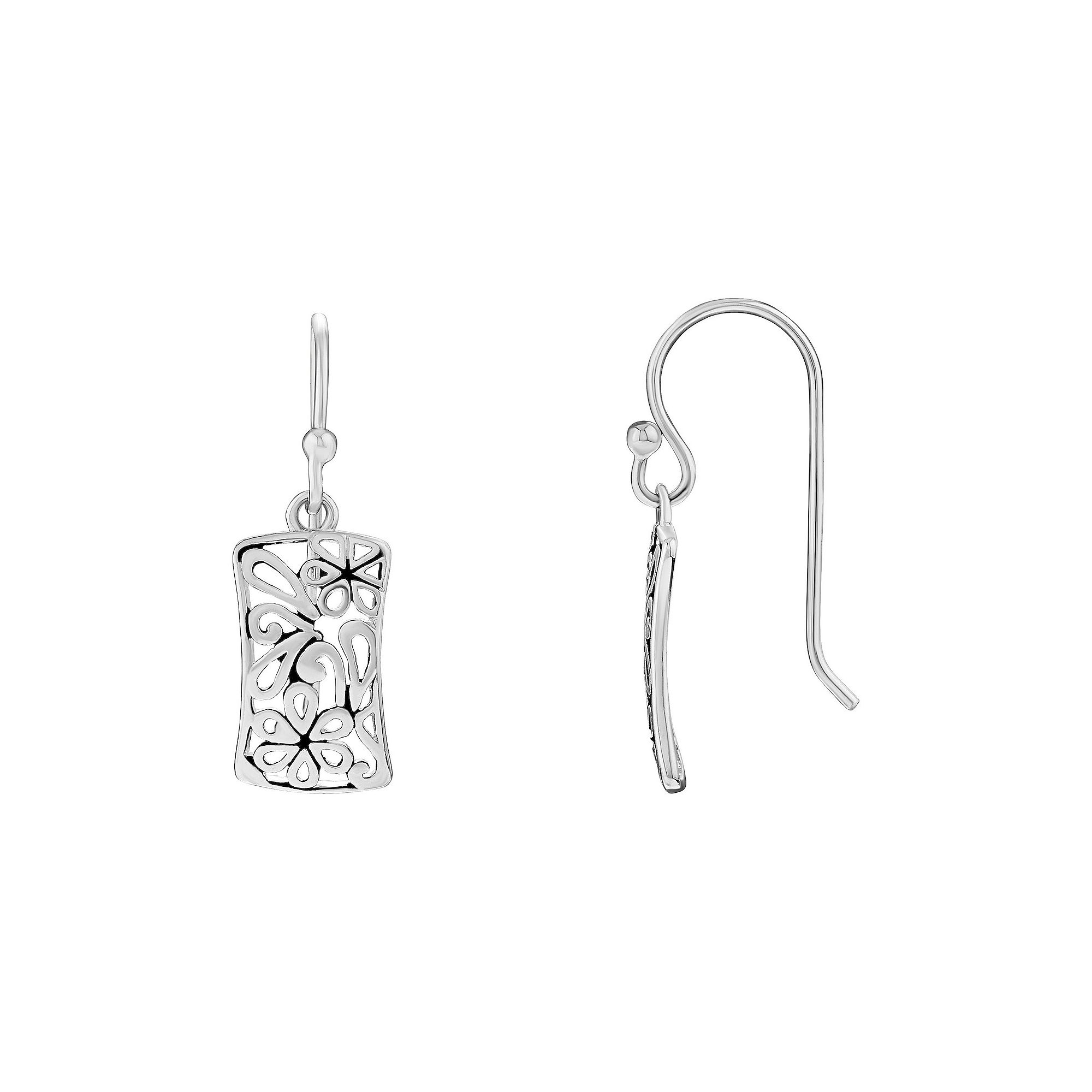 PRIMROSE Sterling Silver Filigree Floral Drop Earrings, Womens