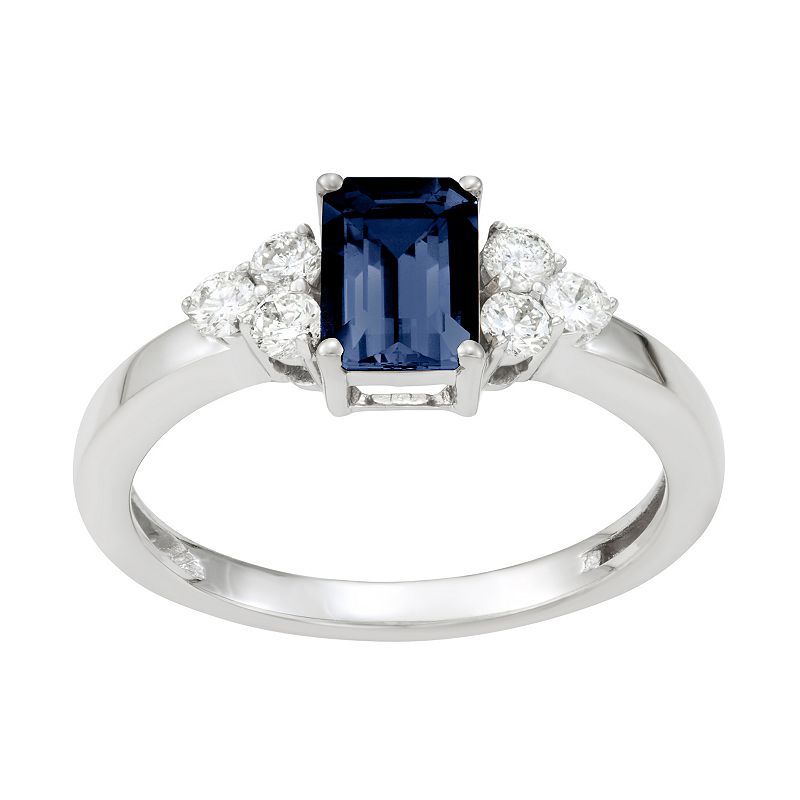 10k White Gold 1/3 Carat T.W. Diamond & Tanzanite Ring, Womens, Size: 7