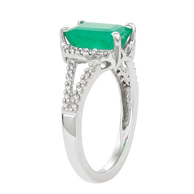 HDI 14k White Gold 2 1/3 Carat T.W. Diamond & Emerald Ring