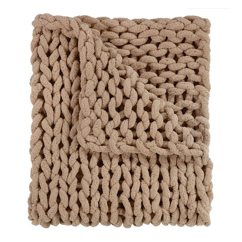 Donna Sharp Chenille Chunky Throw, Beige