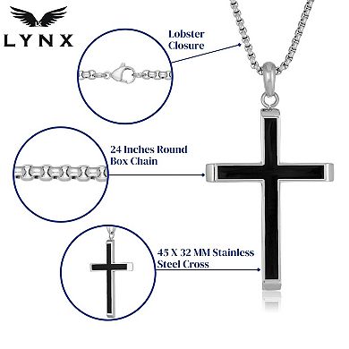 Men's LYNX Two Tone Stainless Steel Cross Pendant Necklace