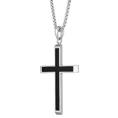 Men's LYNX Two Tone Stainless Steel Cross Pendant Necklace