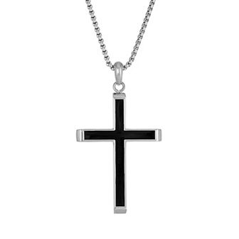 Men's LYNX Two Tone Stainless Steel Cross Pendant Necklace