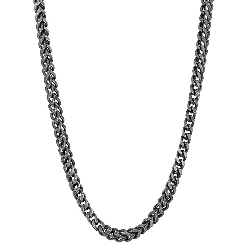 Mens LYNX Stainless Steel Franco Chain Necklace, Size: 24, Silver