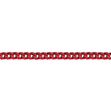 Men's LYNX Stainless Steel Red Acrylic Franco Chain Bracelet