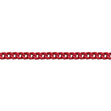 Men's LYNX Stainless Steel Red Acrylic Franco Chain Bracelet