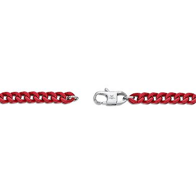 Men's LYNX Stainless Steel Red Acrylic Franco Chain Bracelet