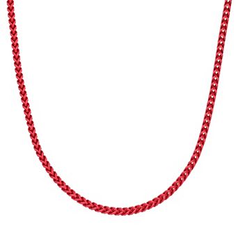 Men's LYNX Red Acrylic Stainless Steel Franco Chain Necklace