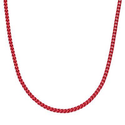 Men s LYNX Red Acrylic Stainless Steel Franco Chain Necklace