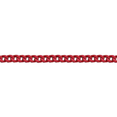 Men's LYNX Red Acrylic Stainless Steel Franco Chain Necklace