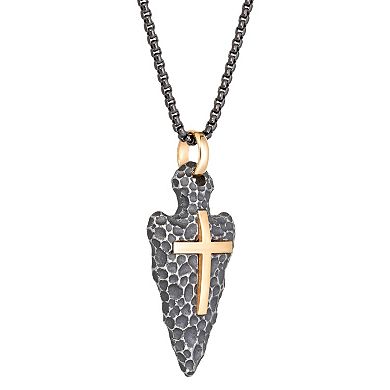 Men's LYNX Stainless Steel Arrowhead Cross Pendant Necklace