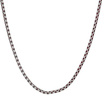 Men's LYNX Red Acrylic Stainless Steel Box Chain Necklace