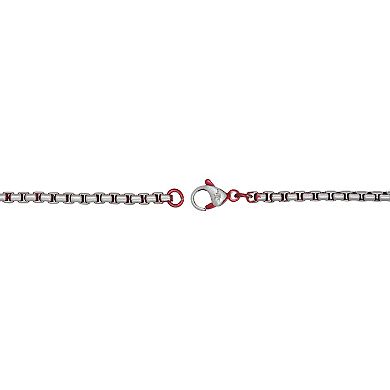 Men's LYNX Red Acrylic Stainless Steel Box Chain Necklace