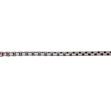 Men's LYNX Red Acrylic Stainless Steel Box Chain Necklace