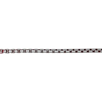 Men's LYNX Red Acrylic Stainless Steel Box Chain Necklace