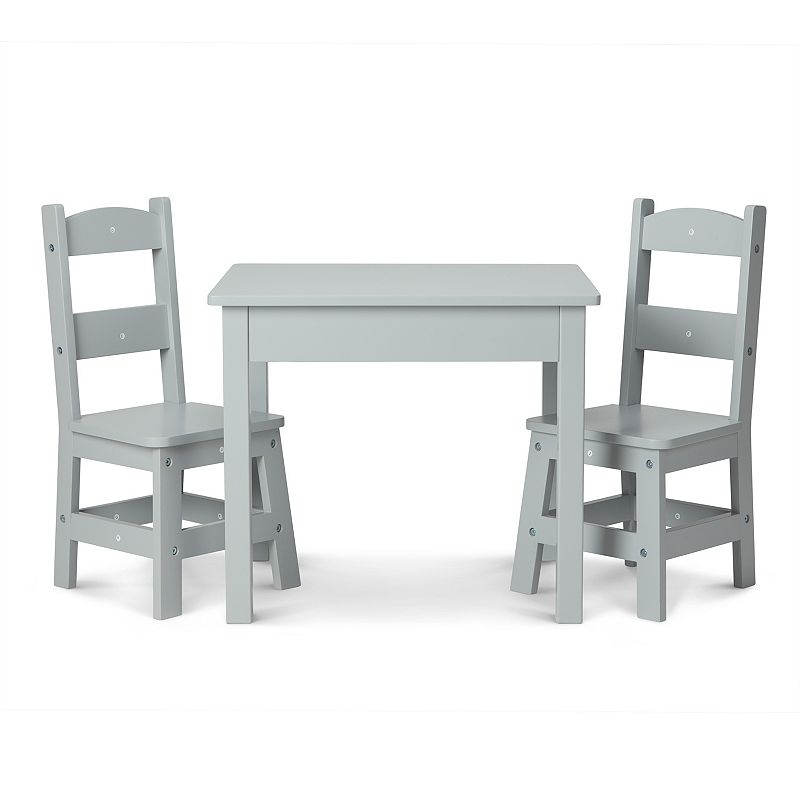 Melissa & Doug Wooden Table & 2 Chairs Set, Grey