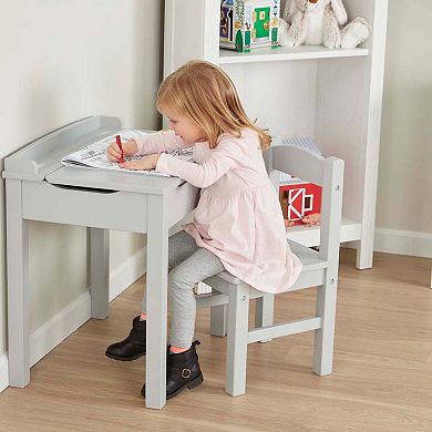 Melissa & Doug Child's Lift-Top Desk & Chair (Kids Furniture, Gray, 2 Pieces)