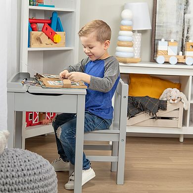 Melissa & Doug Child's Lift-Top Desk & Chair (Kids Furniture, Gray, 2 Pieces)