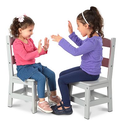 Melissa & Doug Kid's Furniture Wooden Chair Pair - Gray