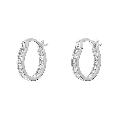 PRIMROSE Sterling Silver Cubic Zirconia Huggie Hoop Earrings