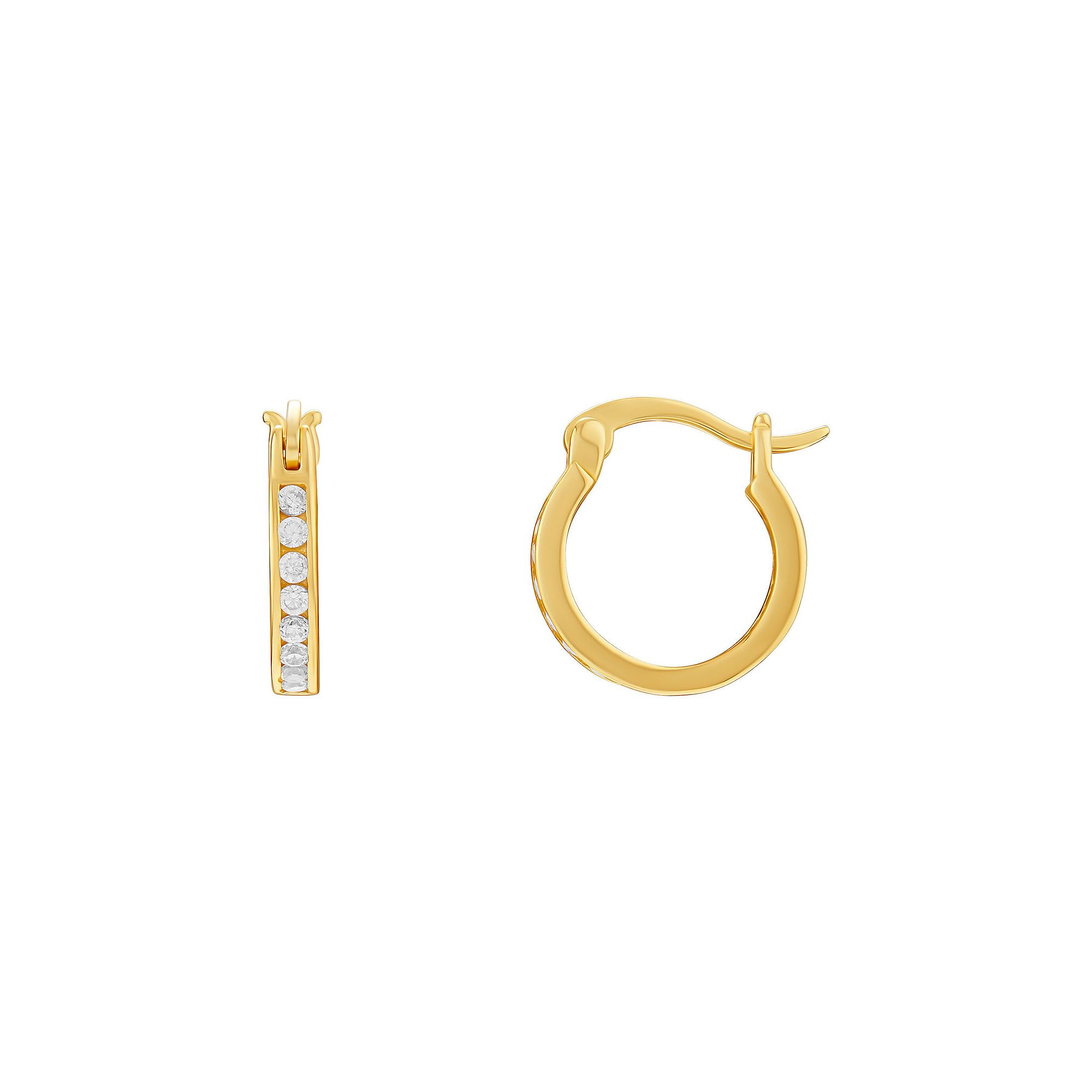 PRIMROSE Sterling Silver Cubic Zirconia Huggie Hoop Earrings, Womens, Size