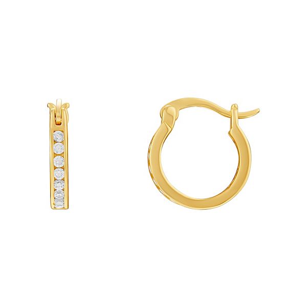 PRIMROSE Sterling Silver Cubic Zirconia Huggie Hoop Earrings - Gold Over Sterling
