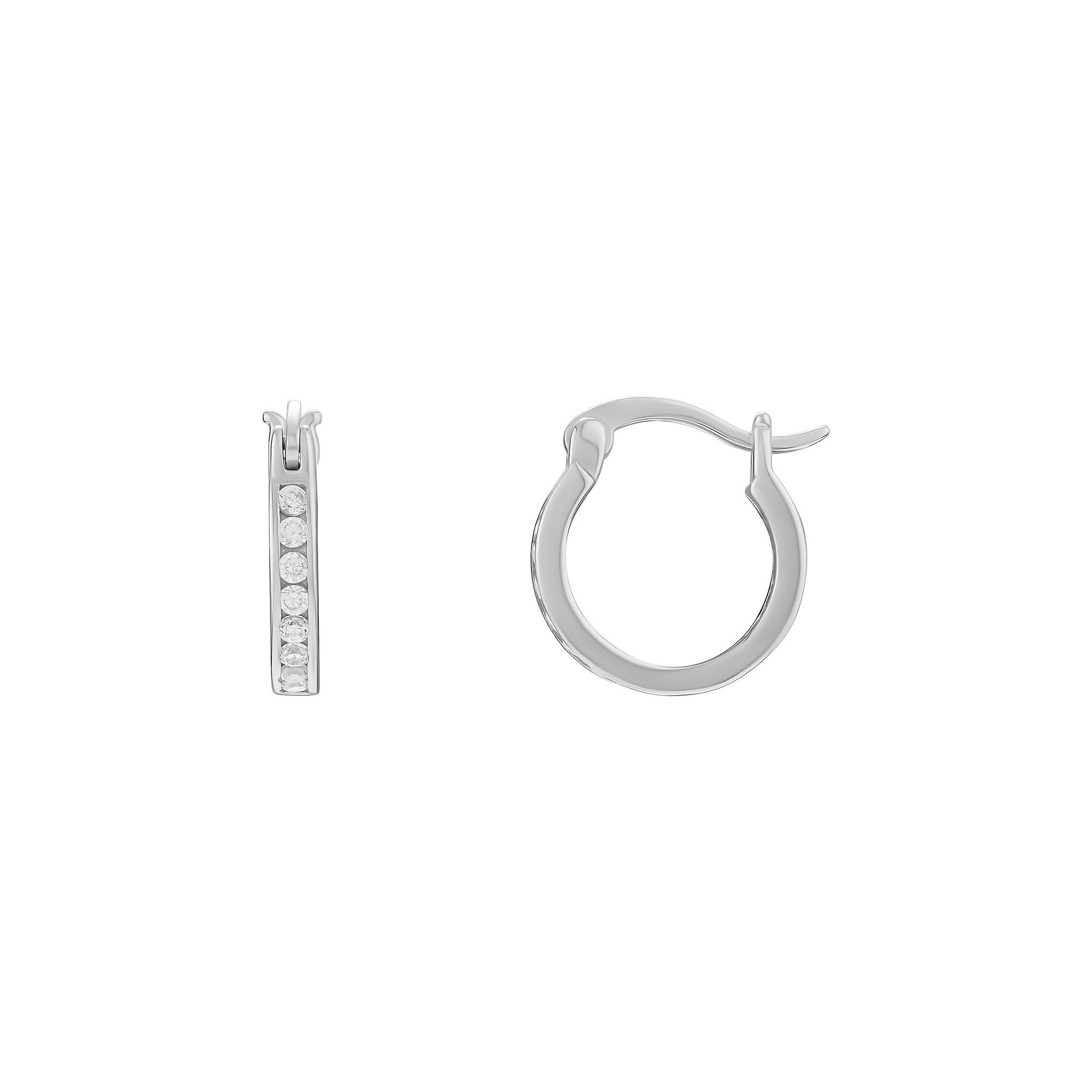 PRIMROSE Sterling Silver Cubic Zirconia Huggie Hoop Earrings, Womens, Size