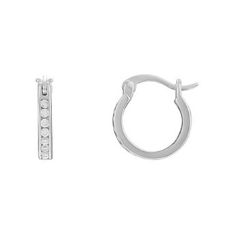 PRIMROSE Sterling Silver Cubic Zirconia Huggie Hoop Earrings