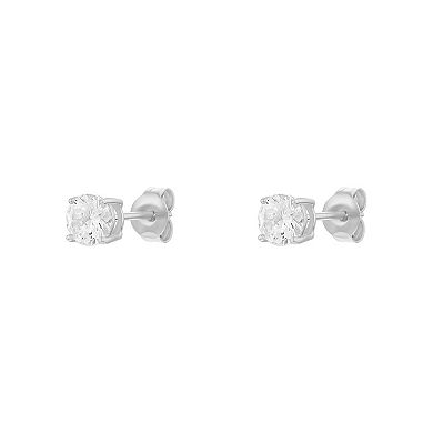 PRIMROSE Sterling Silver Round Cubic Zirconia Stud Earrings