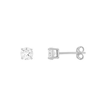 PRIMROSE Sterling Silver Round Cubic Zirconia Stud Earrings
