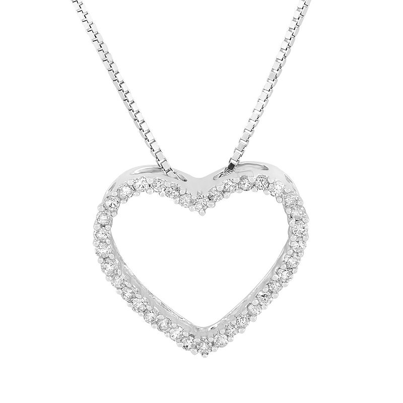 Sterling Silver 1/5 Carat T.W. Diamond Openwork Heart Necklace, Womens, Wh - 75194340 - Jewelry Adorned with dazzling diamonds, and featuring open sku 75194340