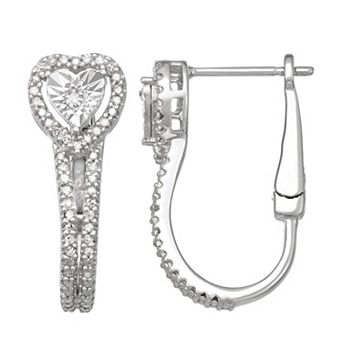 HDI Sterling Silver 1/4 Carat T.W. Diamond Heart Leverback Earrings