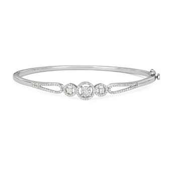 HDI Sterling Silver 3/8 Carat T.W. Diamond Bangle Bracelet