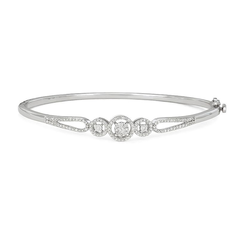 Sterling Silver 3/8 Carat T.W. Diamond Bangle Bracelet, Womens, White