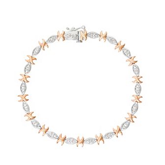 HDI Sterling Silver 1/5 Carat T.W. Diamond "XO" Bracelet