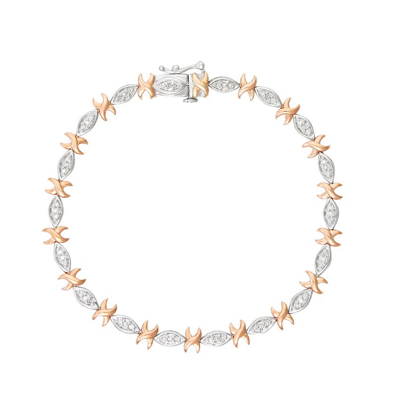 Sterling Silver 1/5 Carat T.W. Diamond XO Bracelet, Womens, White
