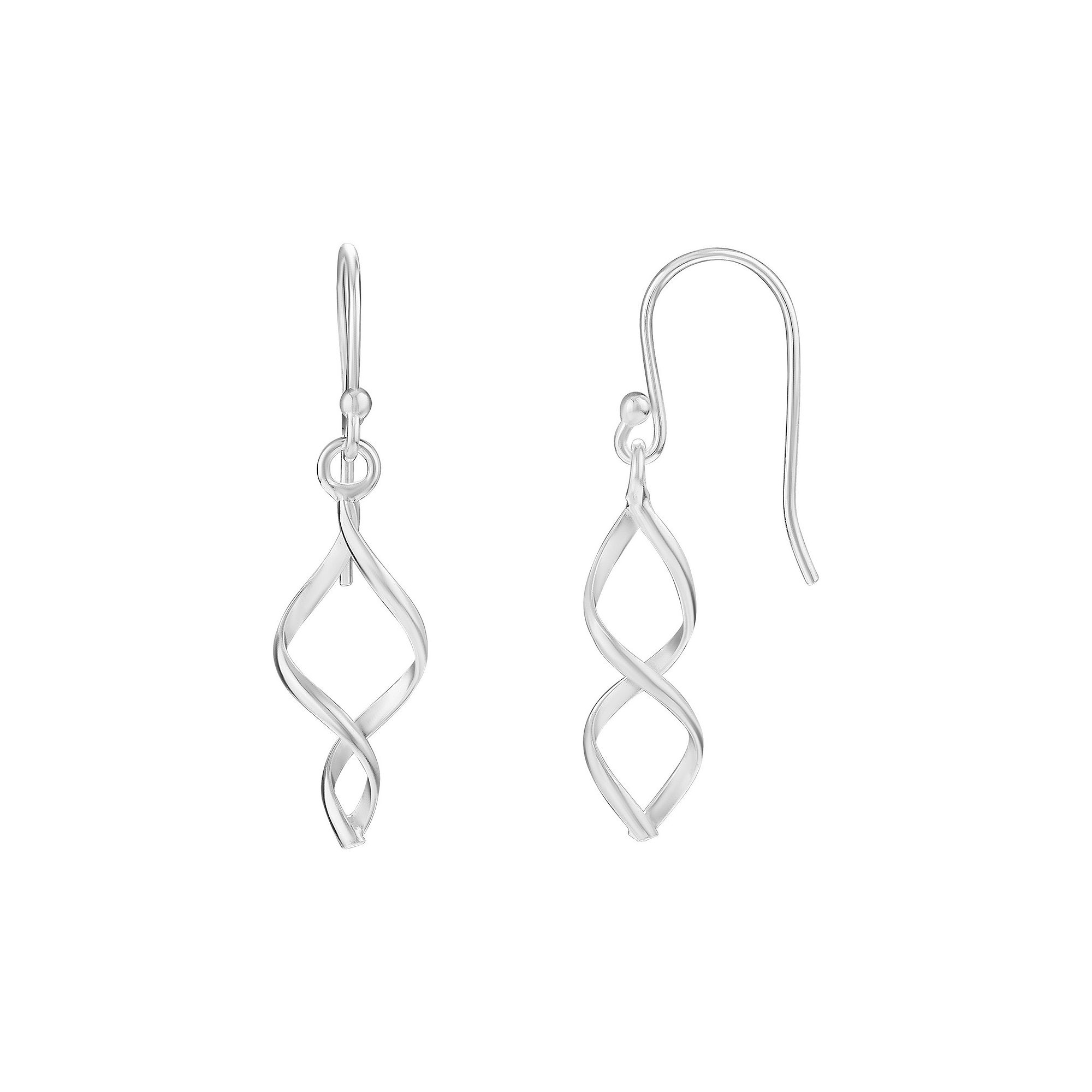 PRIMROSE Sterling Silver Twist Drop Earrings, Womens