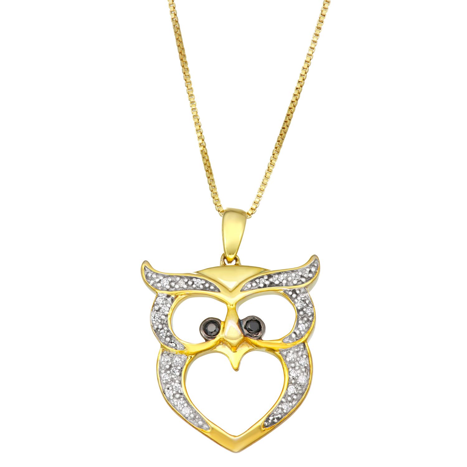 Image for HDI Sterling Silver 1/10 Carat T.W. Black & White Diamond Owl Necklace at Kohl's.