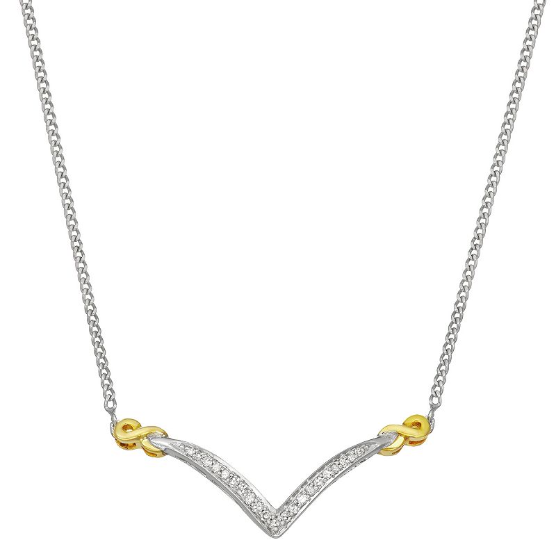 1/8 Carat T.W. Diamond Infinity Chevron Necklace, Womens, White