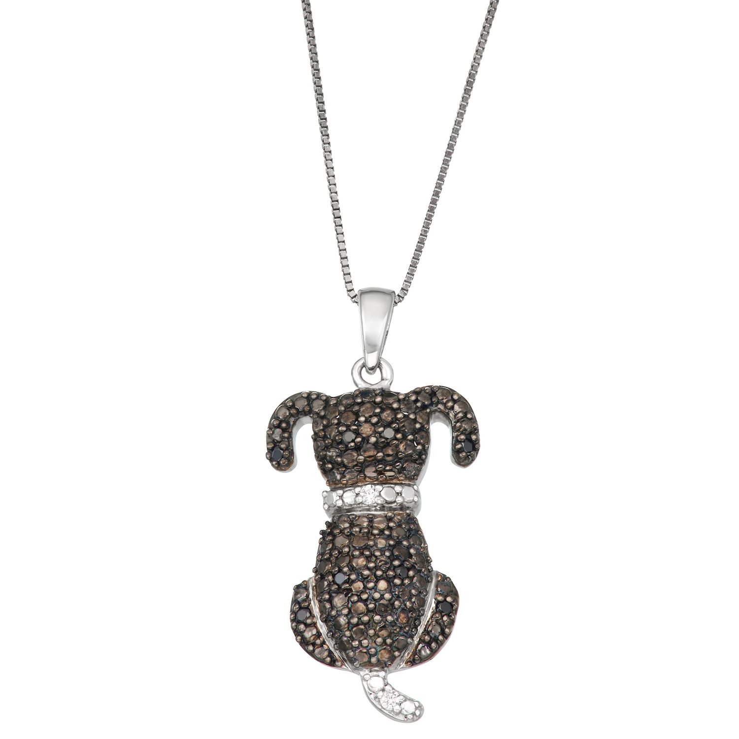 Image for HDI Sterling Silver 1/10 Carat T.W. Black & White Diamond Dog Necklace at Kohl's.