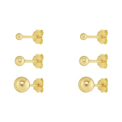 PRIMROSE Sterling Silver Graduated Ball Stud Earring Set