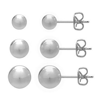 PRIMROSE Sterling Silver Graduated Ball Stud Earring Set