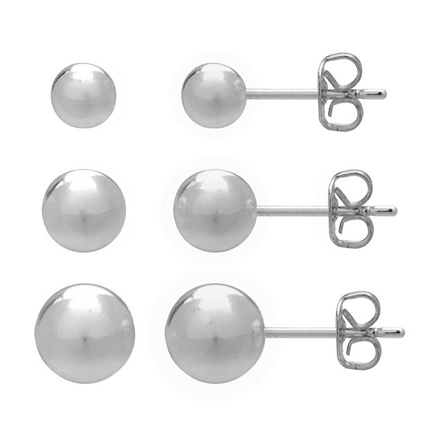 Primrose Sterling Silver Ball Stud Earring Set - Grey - One Size