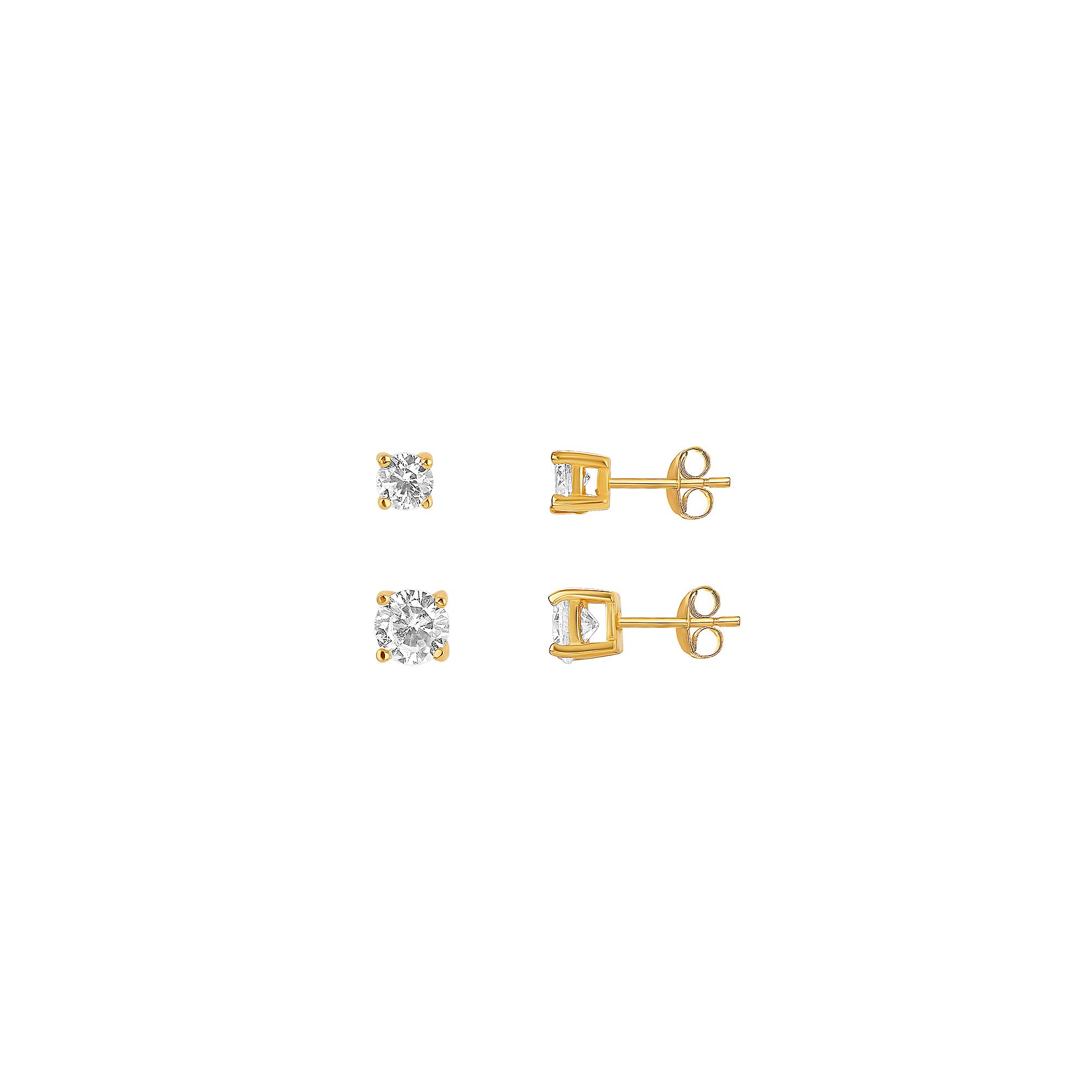 PRIMROSE Sterling Silver Graduated Cubic Zirconia Stud Earring Set, Womens