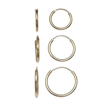 PRIMROSE Sterling Silver Graduated Hoop Earring Set