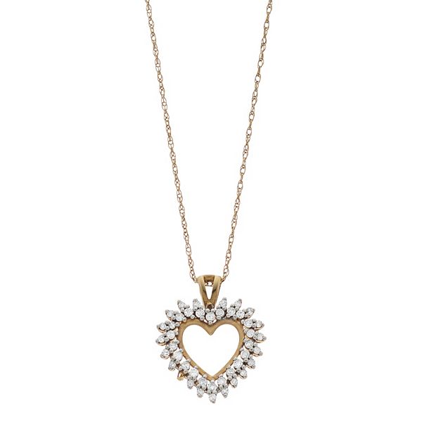 10k gold deals diamond heart pendant